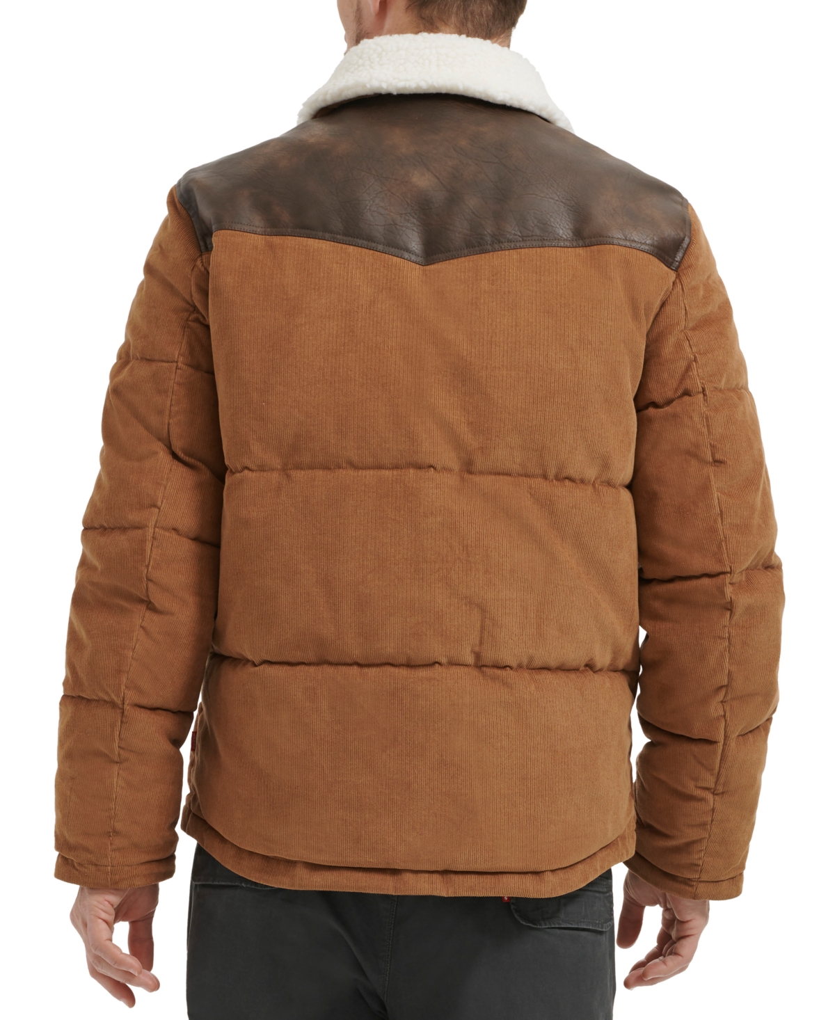 Levi's Men's Mixed-media Western Puffer Jacket In Brown