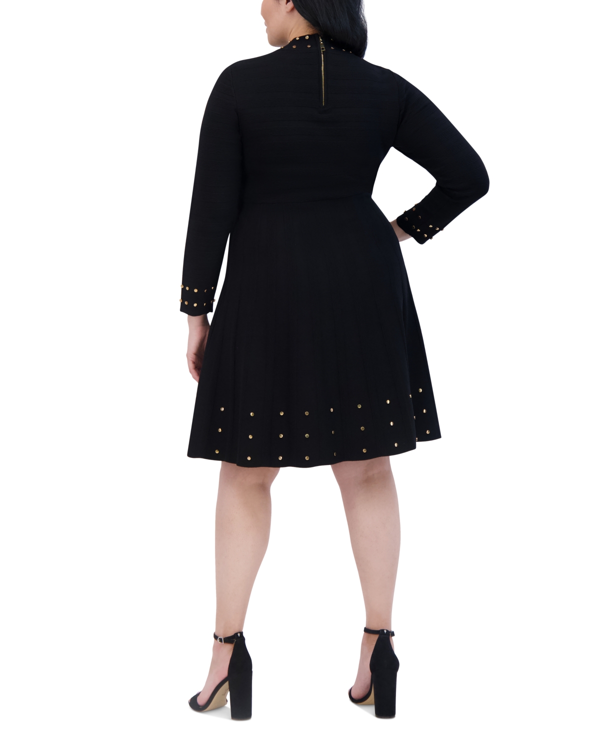 Vince Camuto Plus Size Studded Mock-Neck Dress