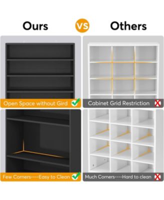 Tall Shoe Cabinet, 9 Tiers 40-45 Pairs Heavy Duty Wood Freestanding Shoe Storage Cabinet