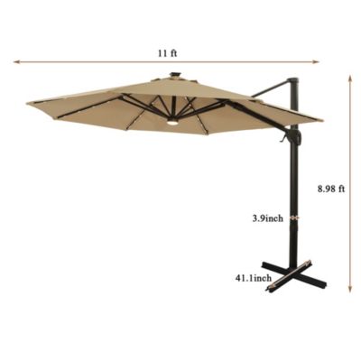 10 FT Luxury Square Cantilever Patio Umbrella, Navy Blue