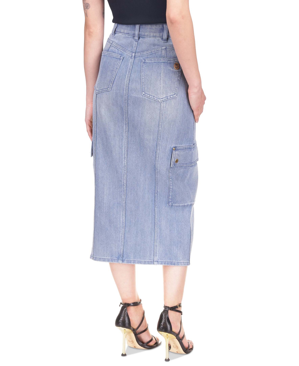 Michael Michael Kors Women's Cargo Denim Midi Skirt