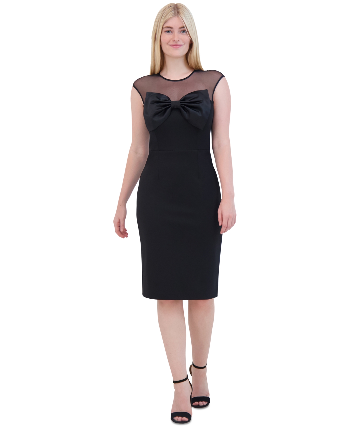 Eliza J Women's Bow-Trim Illusion Sheath Dress