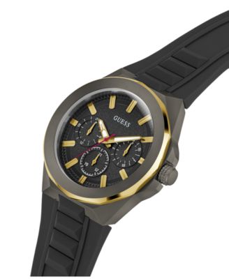 Men's Multi-Function Black Silicone Watch 46mm