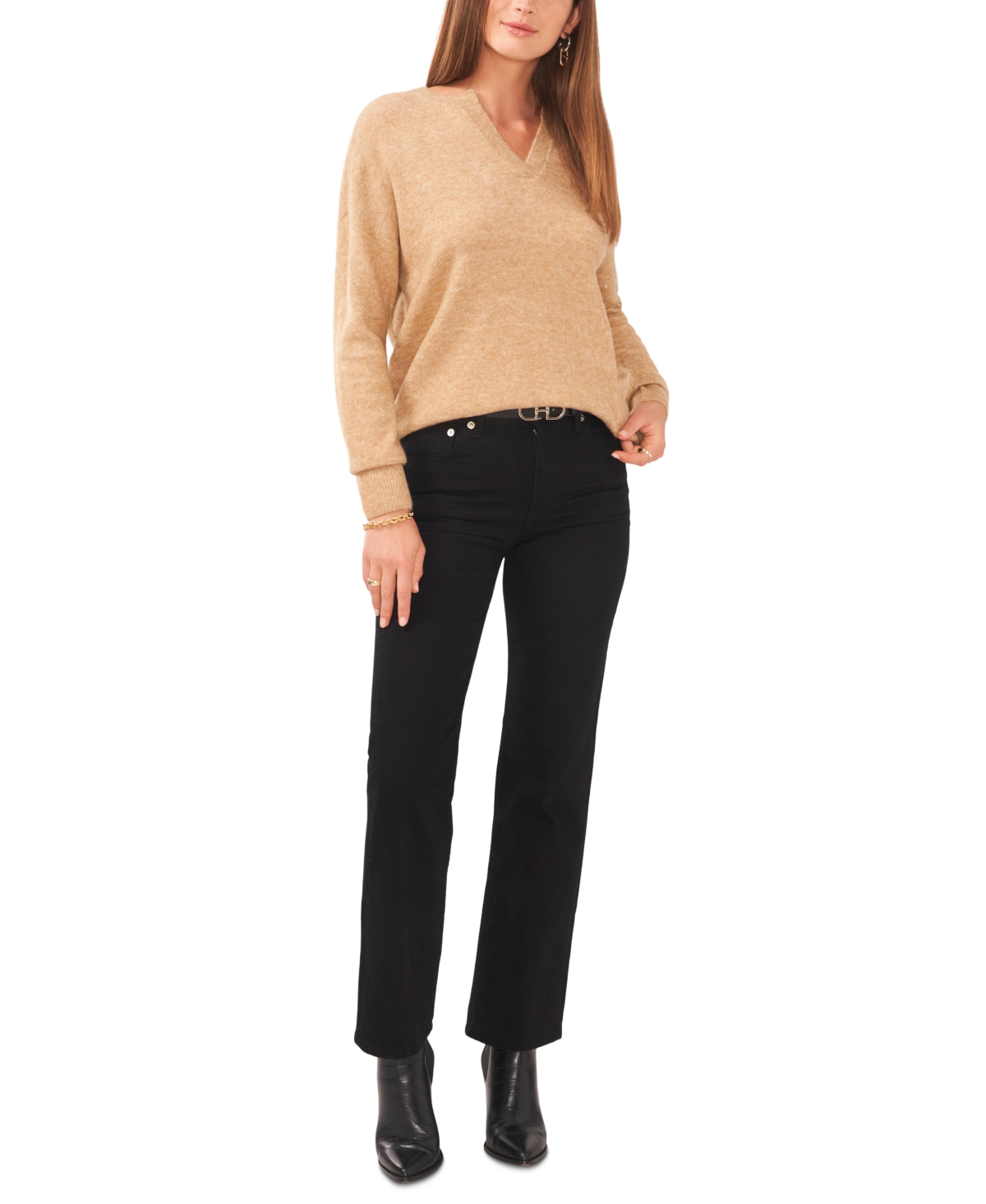 Vince Camuto Women's Dropped-Shoulder V-Neck Sweater