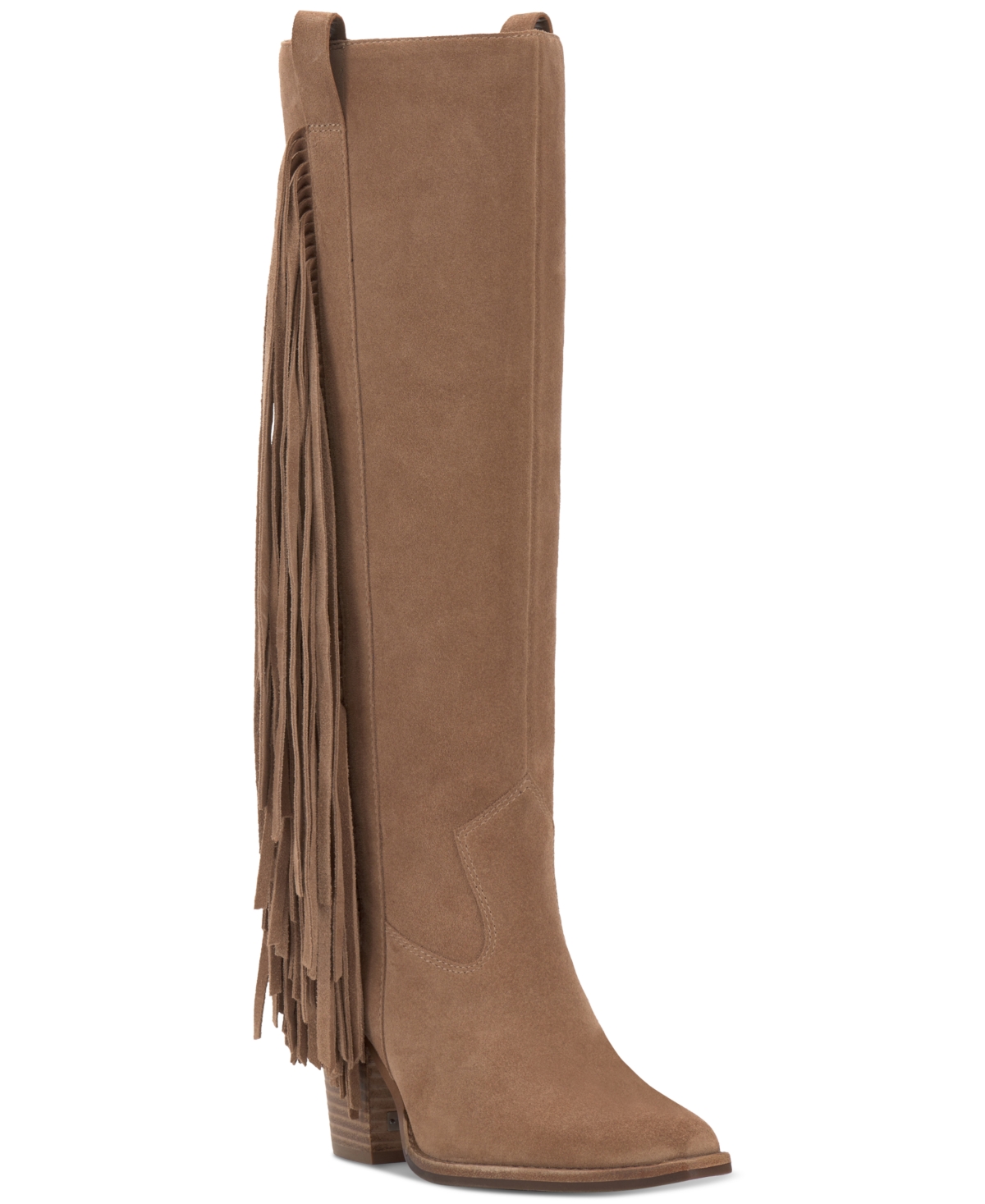 Vince Camuto Women's Pelia Extra Wide-Calf Fringe Knee-High Cowboy Boots Boots