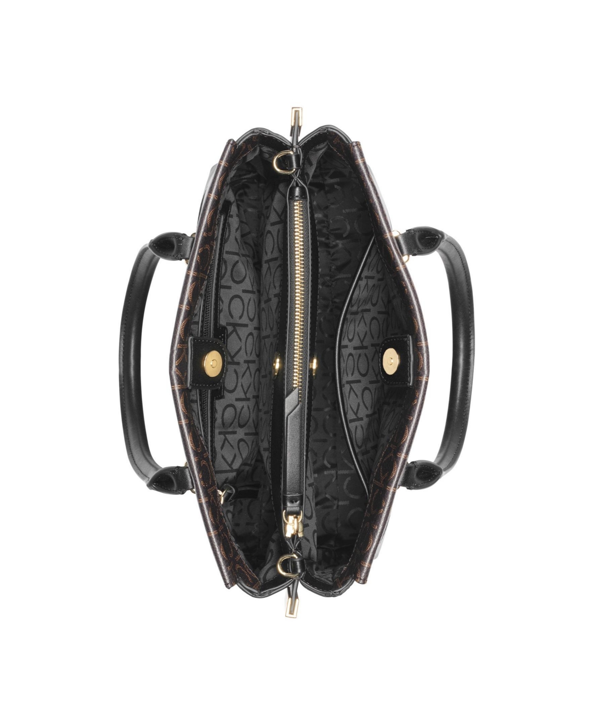 Bianca Signature Triple Compartment Convertible Satchel In Brown Khaki,black