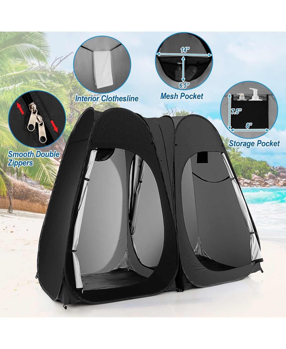 Costway Outdoor 7.5FT Portable Pop Up Shower Privacy Tent Dressing Changing Room Camping