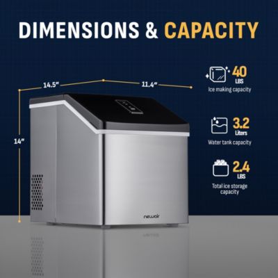 Countertop Clear Ice Maker 40 lbs Daily Output with BPA-Free Easy-Clean Parts for Cocktails and More