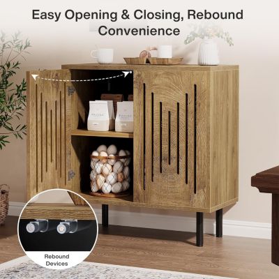 Sideboard Buffet with Storage, 59" Buffet Sideboard Cabinet with Adjustable Shelves