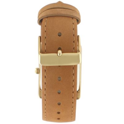 Women's Tank Watch Roman Dial Brown Leather Strap