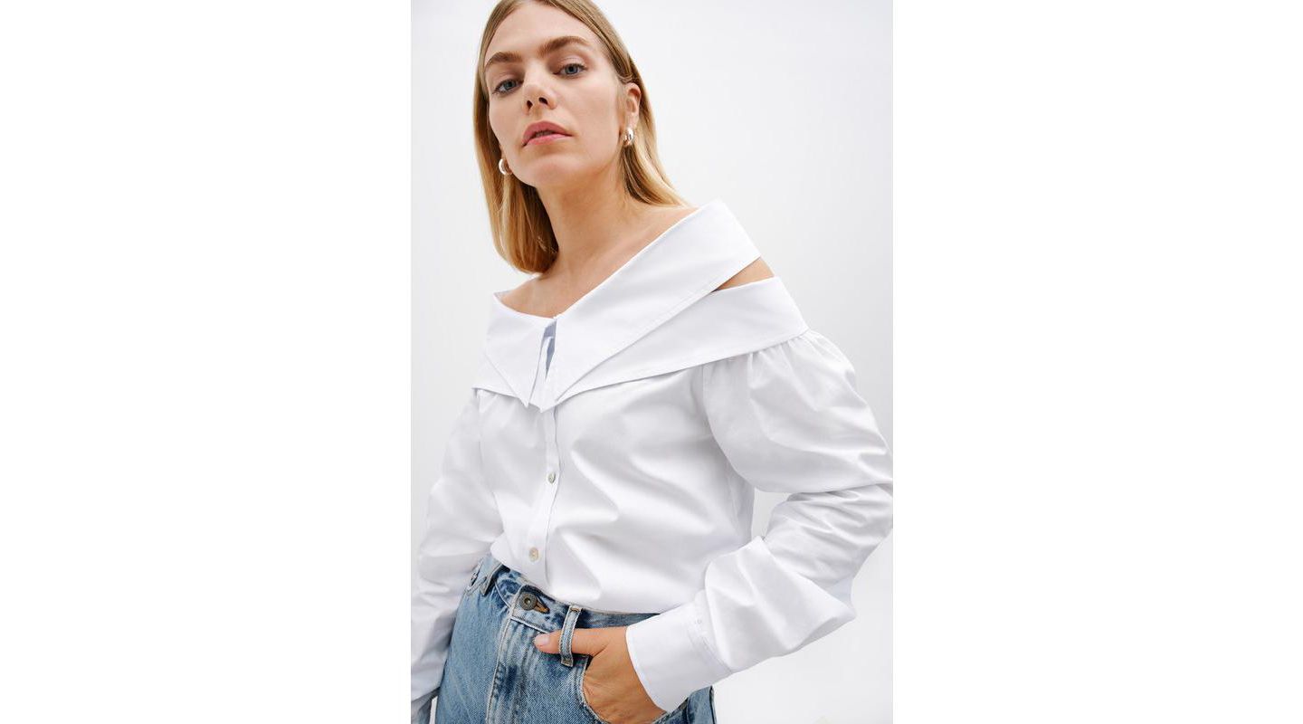 Женская рубашка Marcella Vesper Oversized Cotton Poplin Button-Down Oxford, цвет: Белый — фото 2
