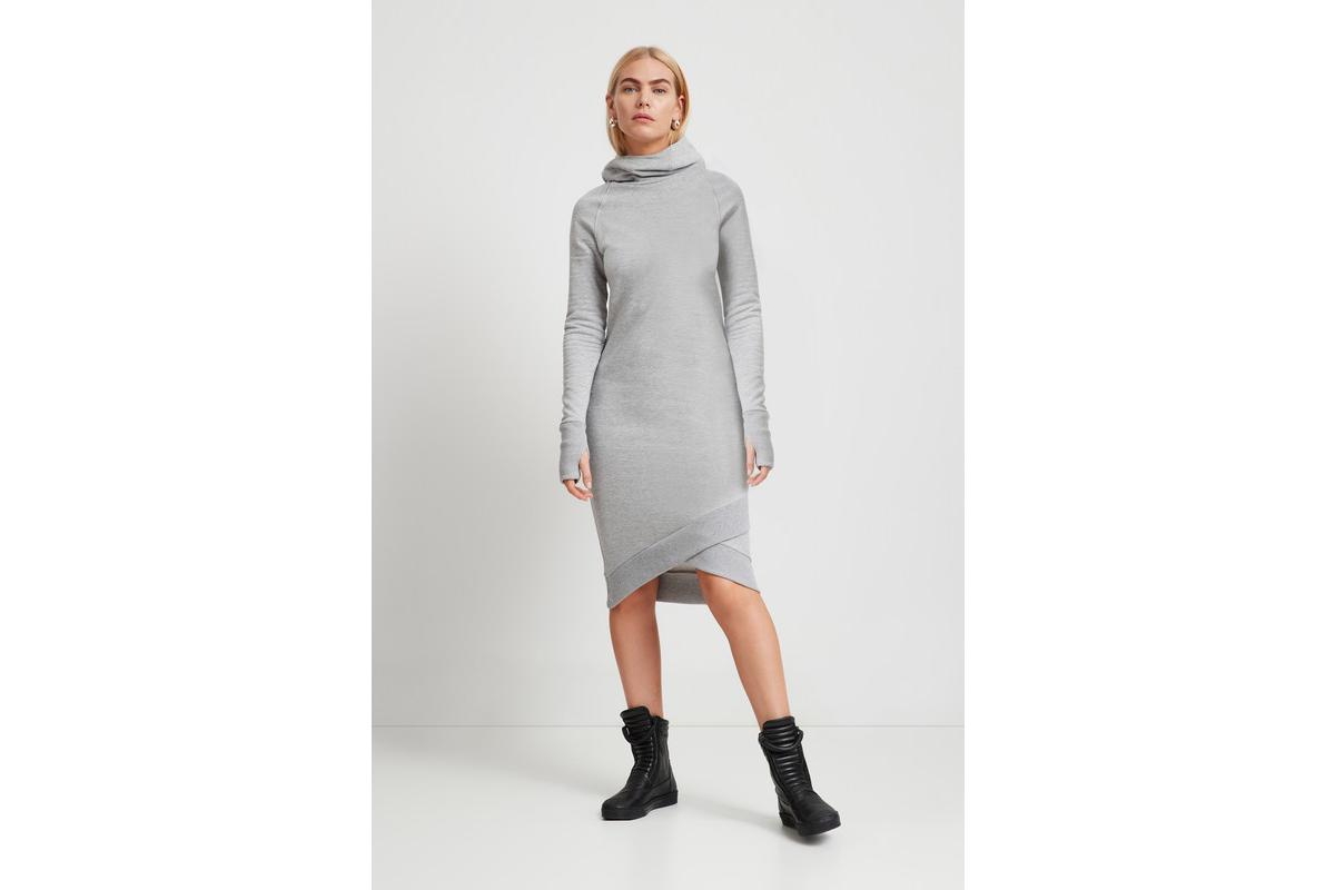 Women's Walker Sweatshirt Dress - Melange grey