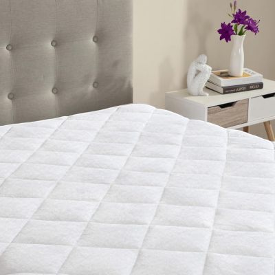 CIRCLESHOME Double Puff Microfiber Fleece Mattress Pad White
