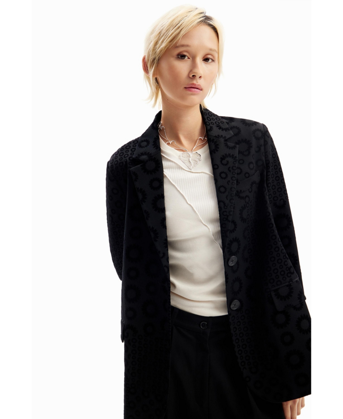 Desigual Women's Geometric flocked blazer
