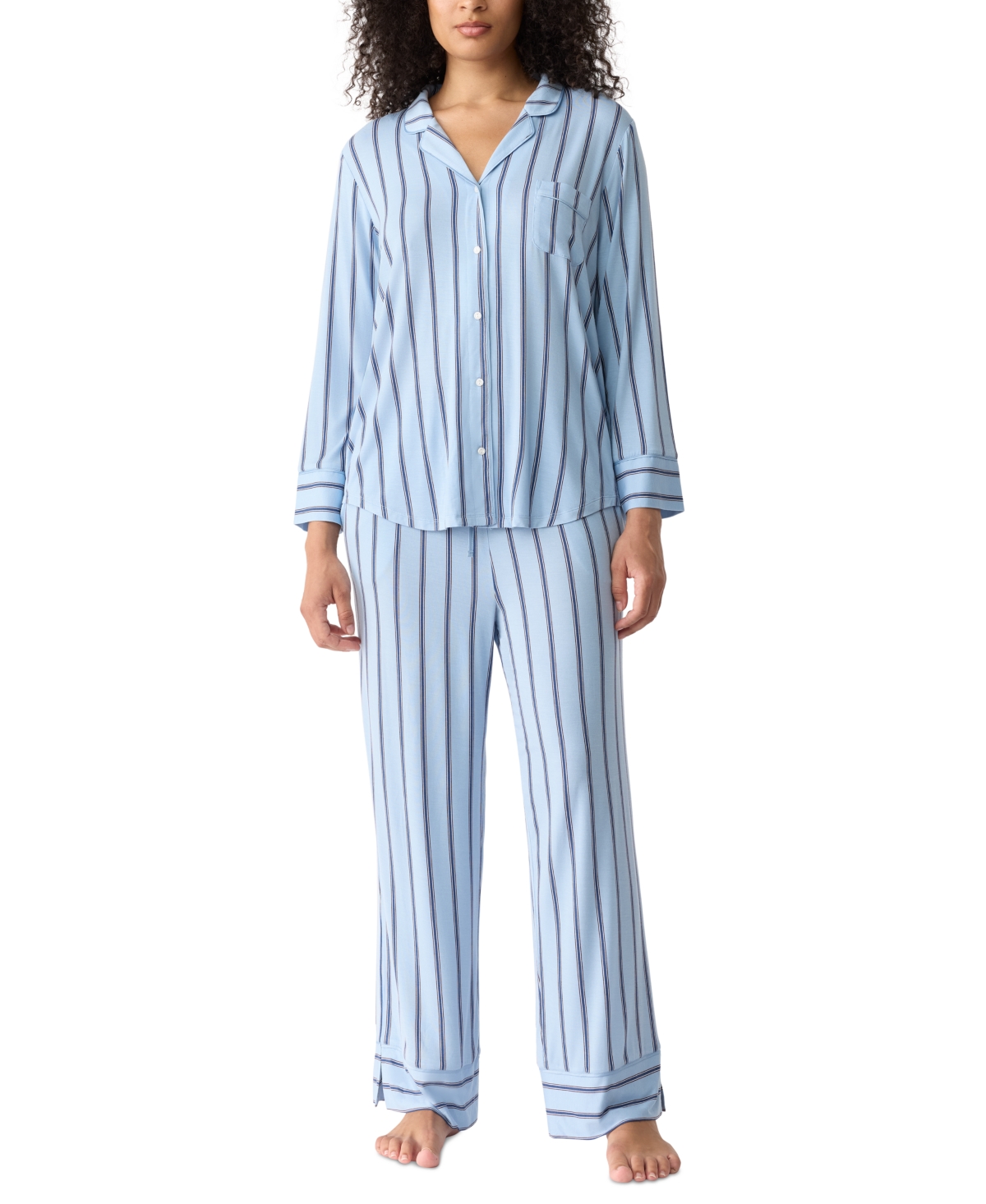 GapBody Women's 2-Pc. Notch Collar Pajama Set - Heather Rose