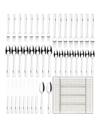 Rhoda Mirror 42 Piece Flatware Set with Wire Caddy, Service for 8 