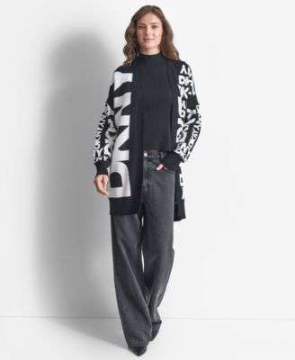 DKNY - Women's Collarless Open-Front Logo Cardigan