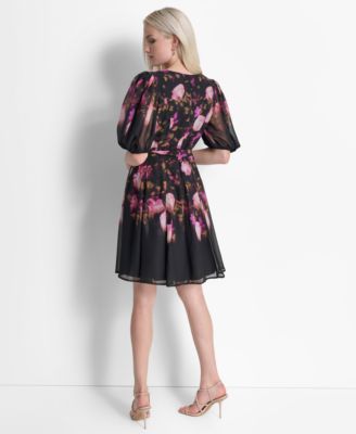 DKNY Plus Size Ombré Printed Balloon-Sleeve Faux-Wrap Dress - Macy's