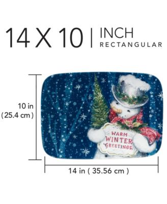 Snowman Greetings Rectangular Serving Platter