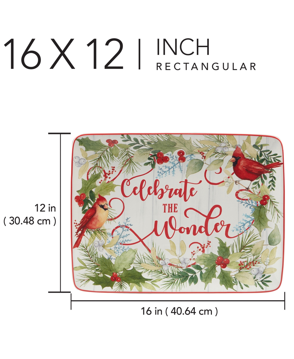 Certified International Winter Greens Rectangular Serving Platter