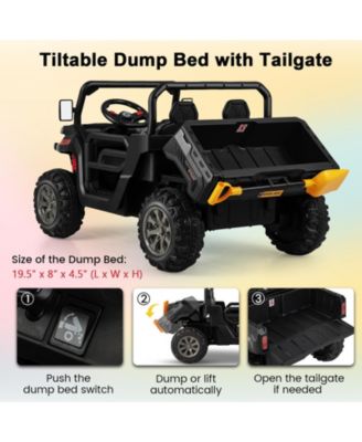 2-Seater Kids Ride On Dump Truck with Dump Bed and Shovel
