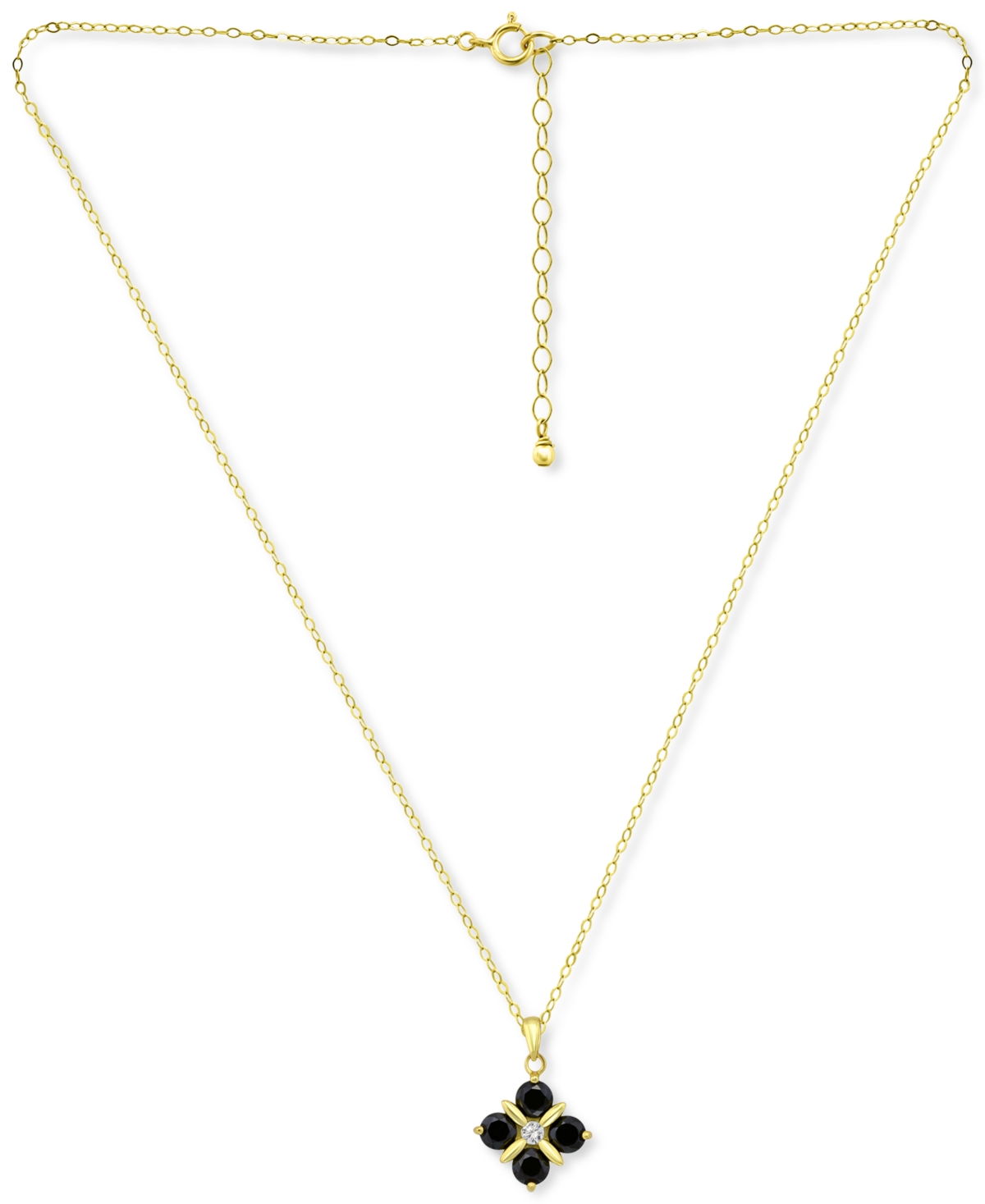 Giani Bernini Black & White Cubic Zirconia Flower Pendant Necklace in 18k Gold-Plated Sterling Silver, 16