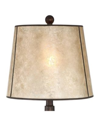 Naomi Industrial Rustic Table Lamp 25" High Aged Bronze Brown Mica Drum Shade for Bedroom Living Room Bedside Nightstand Office