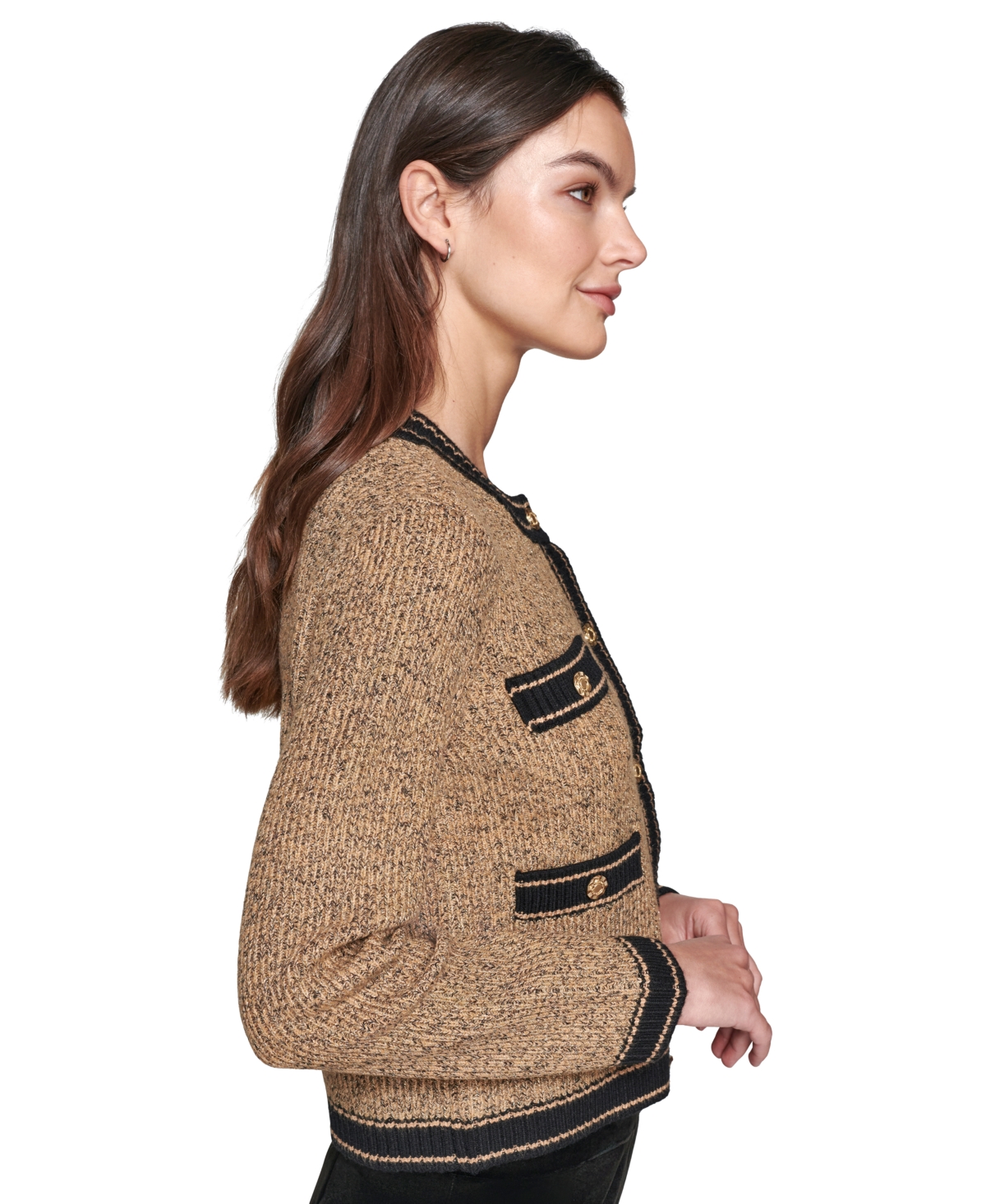 Karl Lagerfeld Paris Women's Petite Shine Tweed Cardigan