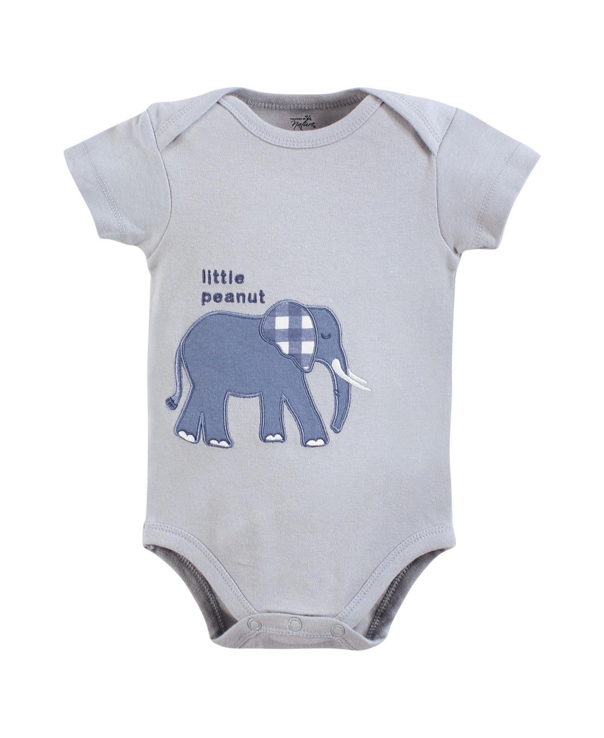 Touched by Nature Baby Boys Organic Cotton Bodysuits, Months - Blue peanut