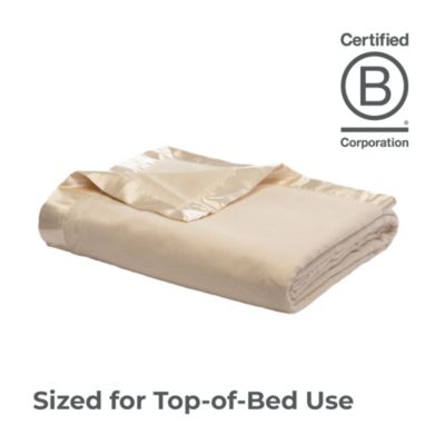 Fleece Blanket | Coconut Milk | Queen | Viscose Material | Satin Binding Border | Sized for Top of Bed | Ideal for Year Round Use