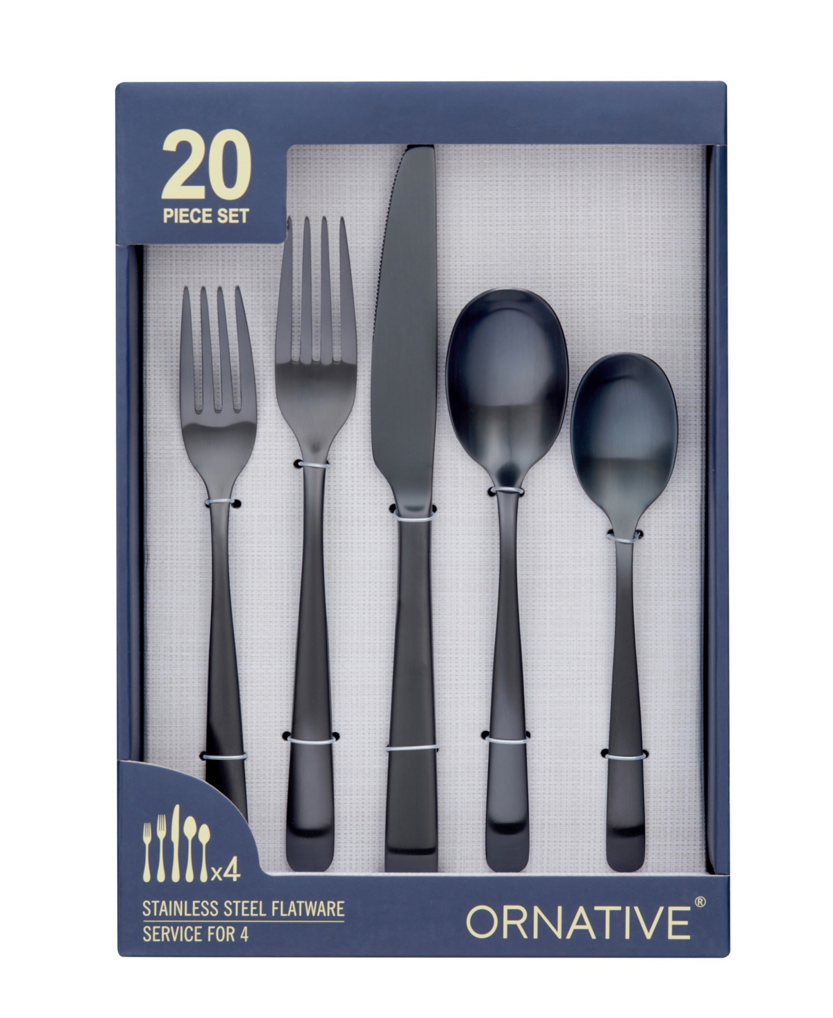 Ornative Aabbye Service For 4 20 Piece Flatware Set In Black