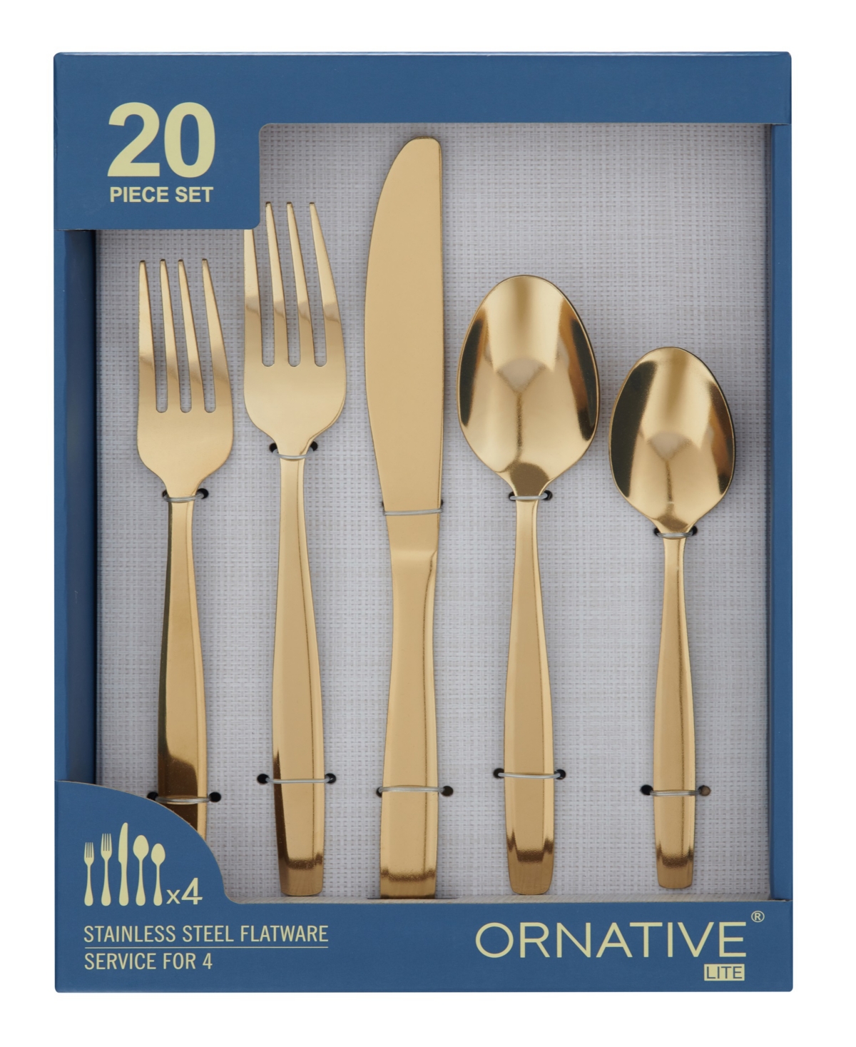 Ornative Amias Service For 4 20 Piece Flatware Set In Gold