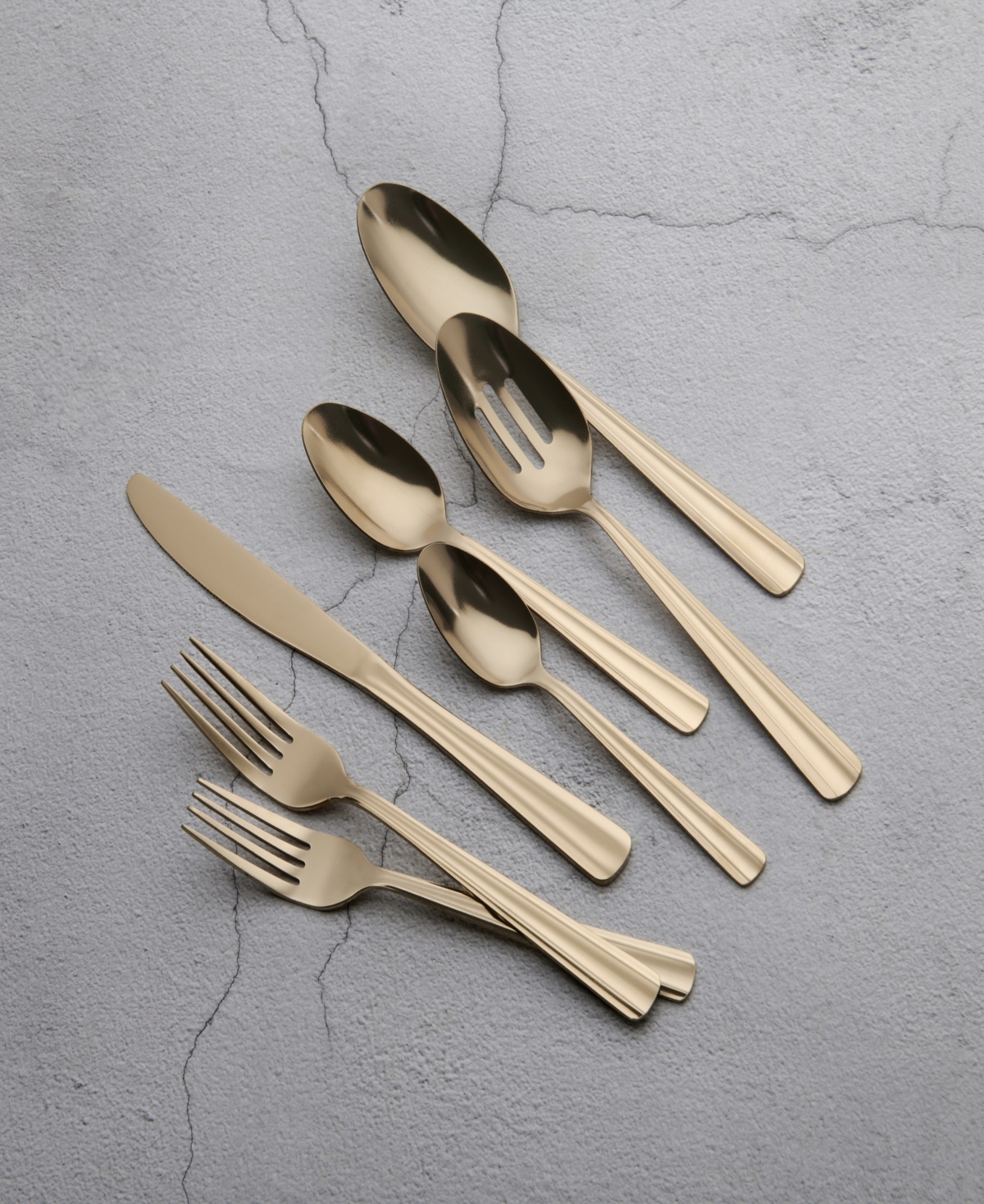 Ornative Alicja Service For 8 42 Piece Flatware Set With Wire Caddy In Gold