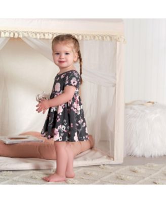 Baby Girls Pink Floral Short Sleeve Dresses, 2-Pack