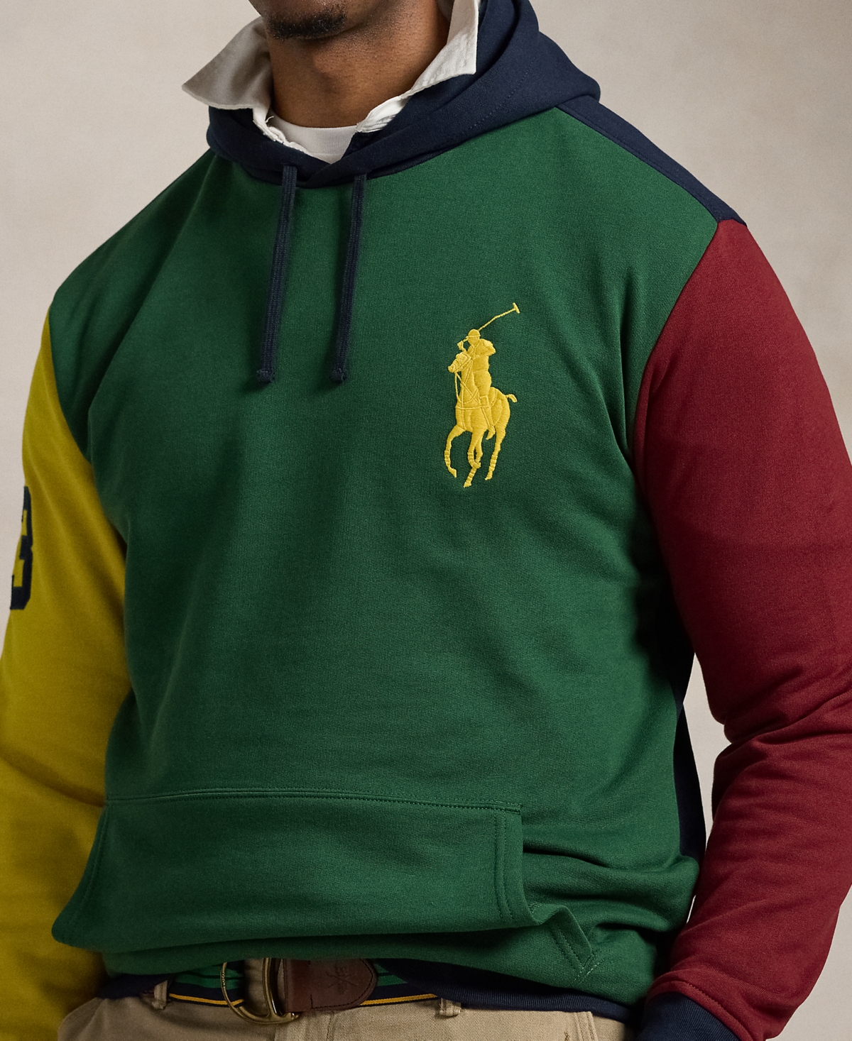 Polo Ralph Lauren Men's Big & Tall Big Pony Color-Blocked Fleece Hoodie