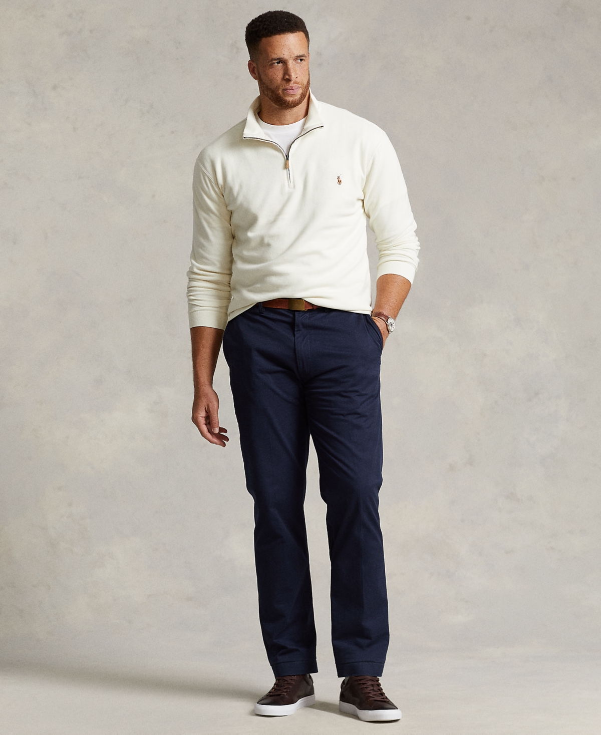 Polo Ralph Lauren Men's Big & Tall Estate-Rib Quarter-Zip Pullover