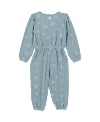 Baby Girls Soft Hacci Long Sleeve Floral Jumpsuit