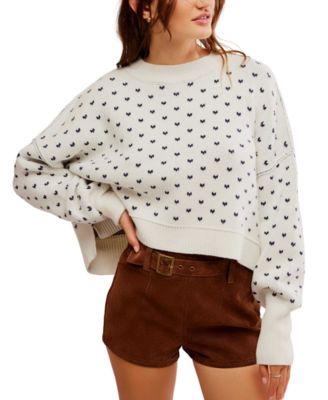 Free People - Women's Patterned Easy Street Cropped Sweater