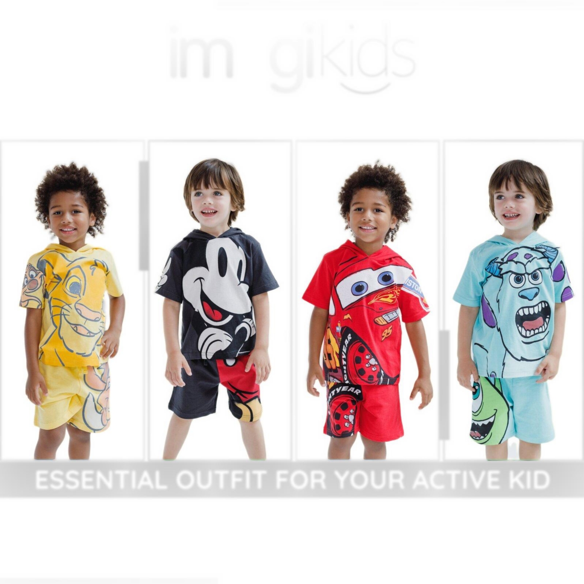Disney Toddler Boys Hooded T-Shirt and French Terry Shorts Outfit Set to (2T - 10-12)