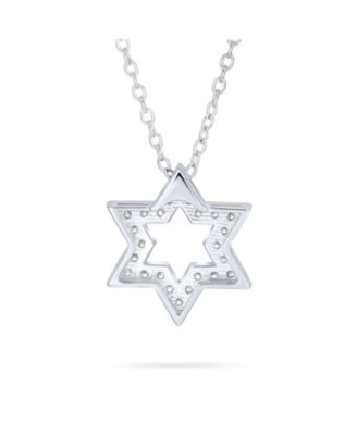 Hanukkah Star of David Pendant Necklace: CZ Accent Sterling Silver Bat Mitzvah