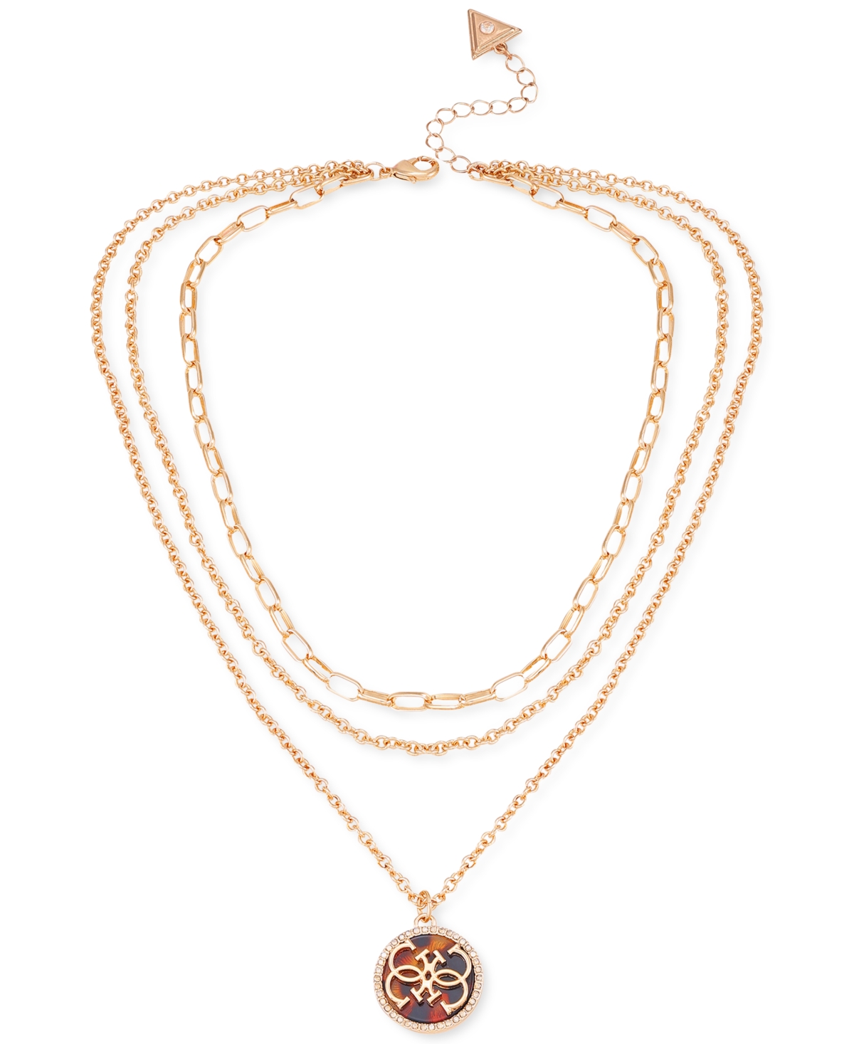 GuessTone Pave & Tortoise-Look Layered Pendant Necklace, 16