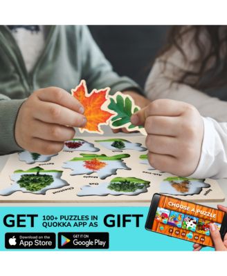 3X Set Montessori Wooden Puzzles for Toddlers 2-4 – Mushrooms Flowers Leaves