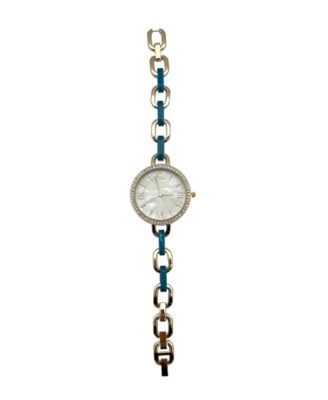 Turquoise Bracelet Style Metal and Tortoise Women Watch