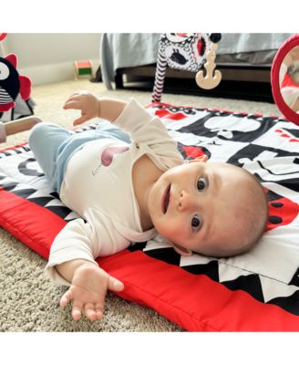 High Contrast Padded Baby Mat for Floor Tummy Time with 6 Toys