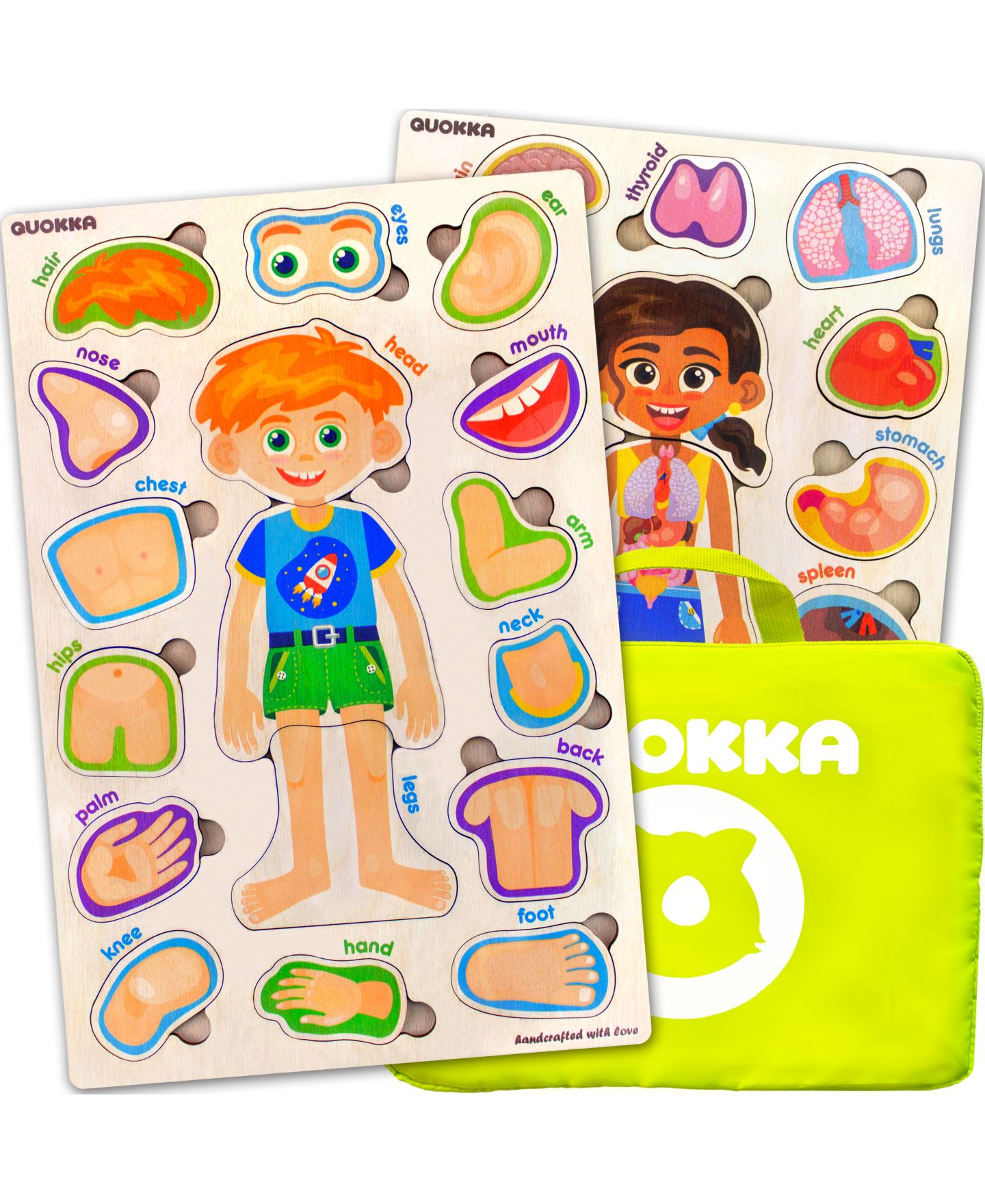 Детские игрушки Quokka Wooden Montessori Human Anatomy 2-Puzzle Set, Ages 4-6 — фото 1