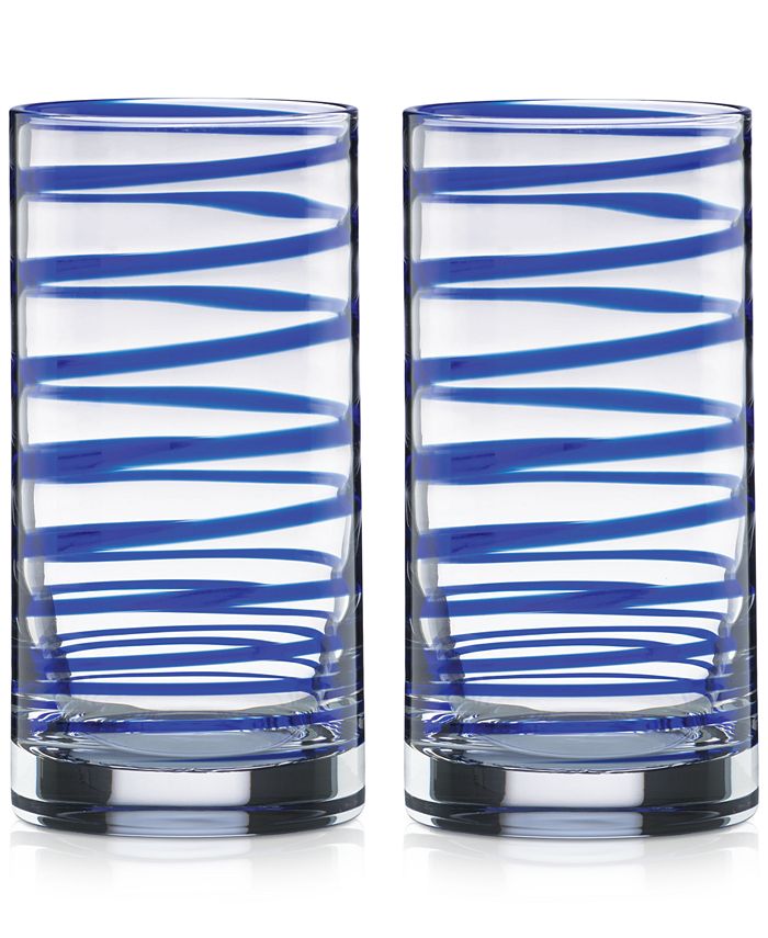 Kate Spade New York Charlotte Street Highball Glass, Set of 2 - Blue
