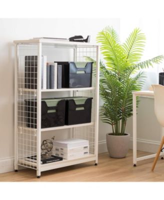 USA Large Portable Desktop File Box with Open Lid, 4 Pack, Side Handles, Hanging File Folders, Tabs & Inserts, Letter Size, Magazines, Newspapers, Mail, Books, Notebooks, Black