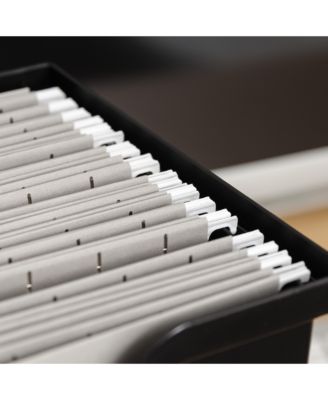 USA Large Portable Desktop File Box with Open Lid, 4 Pack, Side Handles, Hanging File Folders, Tabs & Inserts, Letter Size, Magazines, Newspapers, Mail, Books, Notebooks, Black