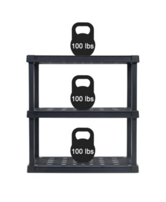USA 3-Tier Shelving Unit, 38" Fixed Height, Large Storage Organizer for Home, Garage, Basement, Shed, and Laundry Room, 36"W x 18"D x 38"H, Made with Recycled Materials, Black