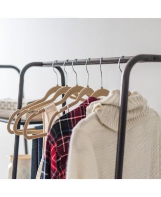 USA Clothes Rack with 4 Metal Shelves, Freestanding Clothing Racks for Hanging Clothes, Easy to Assemble, Standing Metal Sturdy Garment and Accessories Rack, Small Space Storage Solution, Black